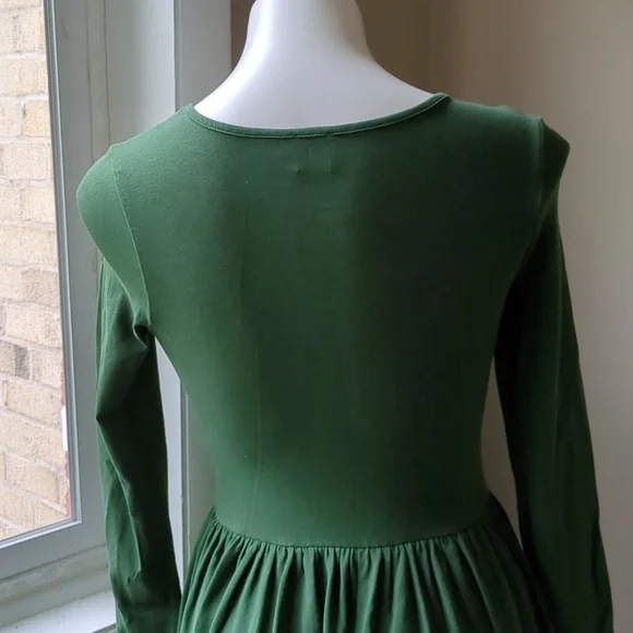 Asos modest long sleeve green midi dress with elastic waist size 6 - Picture 6 of 7